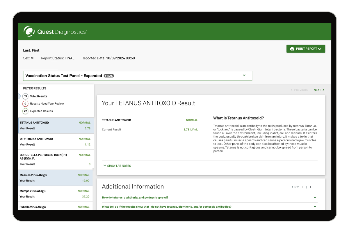 Vaccination Status Test Panel — Expanded image number 0